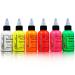 Bloodline Ink Professional Blacklight UV 6 Color Set - 1/2 oz (15 ml) - HIGHLIGHT SERIES. Made in the U.S.A. Six bright fluorescent inks for your vibrant ideas