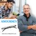 Anourney 3-Pack Men's Lightweight Metal Half-Frame Blue Light Blocking Reading Glasses 1.25x - Black - Buy Online on GoSupps.com