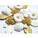 21x Gold White Roses Leaves Cake Toppers Edible Gold Wedding Anniversary Cake Decorations Sugar flowers Birthday Cupcake Toppers - Buy Online on GoSupps.com
