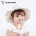 LANGZHEN Beach Sun Protection Hat for Baby Girls - Adjustable Toddler Kids Wide Brim Hat with Chin Strap - Flamingo Buff - Ages 2-4 - Buy Online on GoSupps.com