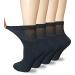 VEIGIKE Women Extra Wide Comfort Fit Loose Fit Quarter Socks Moisture Wicking Cushion Diabetic Socks Loose Fit for Wide Swollen Feet Ankle 4 pairs 9-11, Black, One Size