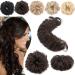 SEGO Hairpiece Hair Tie Extensions Real Hair Long Messy Bun Updo Voluminous Hair Extension Wavy Dark Brown#2