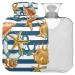 Naanle stripes Seestern Ocean hot water bottle with cover Transparent hot water bottle 2l large hot hot water bottle for bed hand feet heat pain relief heat and cold therapy