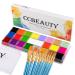 Ccbeauty BodyPainting Colors Face Paint Professional Theater Pollar Oil-based Non-toxic Make-Up Palette Halloween Body Art Party Schminke 22 Colors+10 Brush