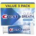 Crest Toothpaste Clean Breath Smooth Mint 3.3oz Pack of 3 Neutralizes Bad Breath Antibacterial Protection Fights Cavities Freshens Breath Gently Whitens
