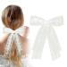 Lace Hair Bows White Hair Bows for Girls Long Tail Ribbons French Bow Clips for 90's Accessories Valentine's Day Women's Daily Wedding and Party Wear