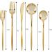 Modern Luxury Gold Disposable Plastic Cutlery Set - 40 Count, Service for 8 - Buy Online on GoSupps.com