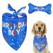 metagio Dog Birthday Bandana Cute Triangle Cotton Scarf with Cute Bone Toy Great Puppy Dog Birthday Outfit and Decorations(Blue)