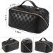 Large Capacity PU Leather Travel Cosmetic Bag - Waterproof Makeup Organizer with Dividers and Handle - Black - Buy Online on GoSupps.com