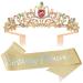 Birthday Girl Tiara, Crown for Girls, Princess Crown with Birthday Sash, Birthday Girl Headband, Birthday Crowns for Women, Tiaras for Women, Happy Birthday Decorations, Birthday Party Supplies Girls iridescent