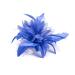 Feather Comb Fascinator for Women Wedding Ascot Races Christening Hair Piece (Royal Blue)
