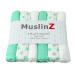 MuslinZ 6pk Baby Muslin Squares - Baby Burp Cloth - Newborn Essential mulit-use - Soft and Absorbent 100% Cotton 70x70cm (Mint)