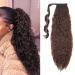 Clip in extensions ponytail hair extension like real hair magic paste wrap around ponytail hair part for women 66cm wavy medium brown