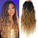 24inch Faux Locs Crochet hair Ombre Wavy Goddess Locs Crochet Braids Curly Ends Dreadlocks Synthetic Braiding Hair Extensions (6Packs, #1B/27) 24 Inch #1B/27