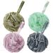 AmazerBath Shower Bath Sponge Shower Loofahs Balls 60g/PCS for Body Wash Bathroom Men Women- Set of 4 White Grey-Pink-Army Green-Green Sponges
