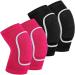 2 Pair Elbow Pads Volleyball Breathable Protective Support Gel Pad Elbow Brace Arm Compression Elbow Pads Volleyball Elbow Pads for Teen Girls Boys Basketball Football Skating (Black Rose Red)