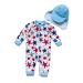 BONVERANO Baby Boys Swimsuit Toddler Bathing Suit Full-Length Zipper One Piece Swimwear with UPF 50+ Sun Protection 18 Months Starfish