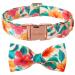 Unique Style Paws dog collar colorful flower dog collar adjustable comfortable cotton with fly for boys and girls dogs fly collar with metal buckle size S neck circumference 25.4 40.6 s orange and pink flowers