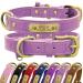 Senristar personalized dog collar made of real leather with engraved name tag - durable and stylish dog collar for small medium and large dogs (XS light violet) XS (width 1.5 cm neck circumference 23-29 cm) light violet