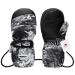 HOIHOO Kids Ski Mittens, Waterproof Snow Thinsulate Mittens Toddler Warm Winter Ski Snow Gloves with String for Boys Girls Black Large(Fits 9-12 years )
