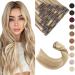 Silk-co clip in extensions 18 clips 8 Tressen blonde highlighted real hair hair extensions clip in extensions real hair remy real hair hair extension 115g 12p613# golden brown and bleaching blonde 30cm golden brown mix bleach blonde