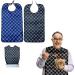 Epochleno bibs for adults 2 pieces for older people men women reusable waterproof with crumbly catcher for eating large senior bibs - black + blue XL XL