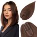 TESS Real Human Hair Pieces for Women Clip in Toupee Extensions Hair Topper Hair Toppers for Thinning Hair Women Real Hair 10 Inch #02 Dark Brown