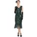 Kayamiya Women's 1920s Flapper Dress Sequin Fringed Paisley V-Neck Great Gatsby Costume Green - Medium - Buy Online on GoSupps.com