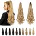 SEIKEA Ponytail Extension Claw Long Curly Wavy Pony Tail Natural Soft Clip in Hair Extension Synthetic Hairpiece for Women 24 Inch 140 Gram Ash Brown with Platinum Blonde 24 Inch 140G (Pack of 1) Ash Brown with Platinum Bl…