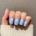Novo Ovo Light Blue Press-On Nails | Short Angular Oval Fake Nails | Monochrome Artificial Fingernails | International Shipping Available - Buy Online on GoSupps.com