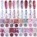 Gzmayuen nail sequin glitter set 16Pcs nail glitter powder holographic nail glitter powder pink violet red nail glitter powder chunky glitter sequin for nails gel nails flakes glitter nail art set 2