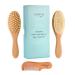 Natemia Premium Wooden Baby Hair Brush and Comb Set  Natural Soft Bristles  Ideal for Cradle Cap - Perfect Baby Registry Gift Set of 3