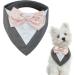 Kuoser Dog Tuxedo Bandana with Bow Tie | Formal Wedding Attire for Pets | Adjustable Costume for Small, Medium, Large Dogs | Grey - Buy Online on GoSupps.com