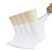 Hugh Ugoli Men's Cotton Diabetic Ankle Socks Wide Thin Loose Fit and Stretchy Seamless Toe & Non Binding Top 4 Pairs 11-13 White (4 Pairs)