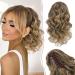 Sofeiyan Ponytail Extension Claw Clip in Ponytail Hair Extensions 13 Inch Curly Pony Tail Extension Natural Wave Synthetic Clip in Hairpiece for Women Ash Brown to Blonde
