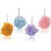 BROOKSTONE Multi-Coloured 4 Pack Soft Shower Loofah Sponge Gentle Body Scrubber for Men and Women