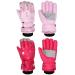 2 Pairs Kids Winter Ski Gloves Waterproof Snow Gloves Warm Toddler Snow Mittens for Boys Girls Winter Outdoor Activities Pink, Watermelon Red 5-10 Years Size