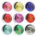 HUAMULAN 9PCS Compact Mirror Assorted Color Cosmetic Tool Makeup Hand Mirror CD Veins Front Metal Frame Dual Sided Wedding Favor Party Gifts Cute Perfect for Purse Travel with Organza Pouch Gift Bag Cdmix-9pcs