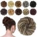 FESHFEN Messy Bun Hair Piece Hair Bun Scrunchies Synthetic Wavy Curly Chignon Ponytail Hair Extensions Thick Updo Hairpieces for Women Girls Kids 1PCS Golden Brown & Bleach Blonde 38 g (Pack of 1) 10H613# Golden Brown & Bleach Blonde