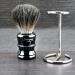 Steel shaving brush and stand eco-friendly bristles black