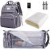 SndMor diaper bag backpack diaper backpack with bed function of large multifunctional diaper bag with diapering stroller hook suitable for mom and dad gray