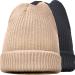 LAKIBOLE Pack Beanie Hats for Men Spring Summer Autumn Winter Slouchy Beanies for Women Teenage (Dark Gray&beige)2pack 1
