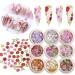 450pcs 3D Flower Nail Art Sequins Decals - Colorful Mixed Flowers & Leaves Designs | MAIOUSU STORE - Buy Online on GoSupps.com