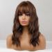 Haircube Long Brown Wavy Wigs for Women - Synthetic Natural Hair Wig with Air Bangs for Everyday & Party Use - Buy Online on GoSupps.com
