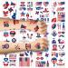 Fourth of July Temporary Tattoo  ZERHOK 12 sheet Independence Day Tattoos American Flag Red White & Blue Design USA Stickers for Labor Day Memorial Day Party Supplies