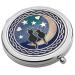 Really Nice Compact Mirror - Cats on Moon Design - Enamelled Pewterware