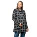 My Bump Maternity Knit Sweater - High Neck Shawl Collar Long Sleeves Tunic Pullover Top (Made in USA) L Grey/Blk Lbak