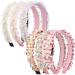 Sinmoe 6 Pcs Confetti Headbands for Girls Room Decor Pearl Jeweled Embellished Glitter Hair Accessories (Fresh Colors)