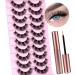 Fluffy 16MM Cluster Lashes Kit with Glue | Thick Volume Faux Mink | Natural Wispy Look | 10 Pairs False Eyelashes - Buy Online on GoSupps.com