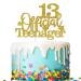 Tenhaisi Glittery Gold 13 Official Teenager Cake Topper Boys and Girls 13th Birthday Party Supplies - Cheers to 13 Years - 13 Cake Toppers for Boys - Thirteen Years Old Birthday Party Decor